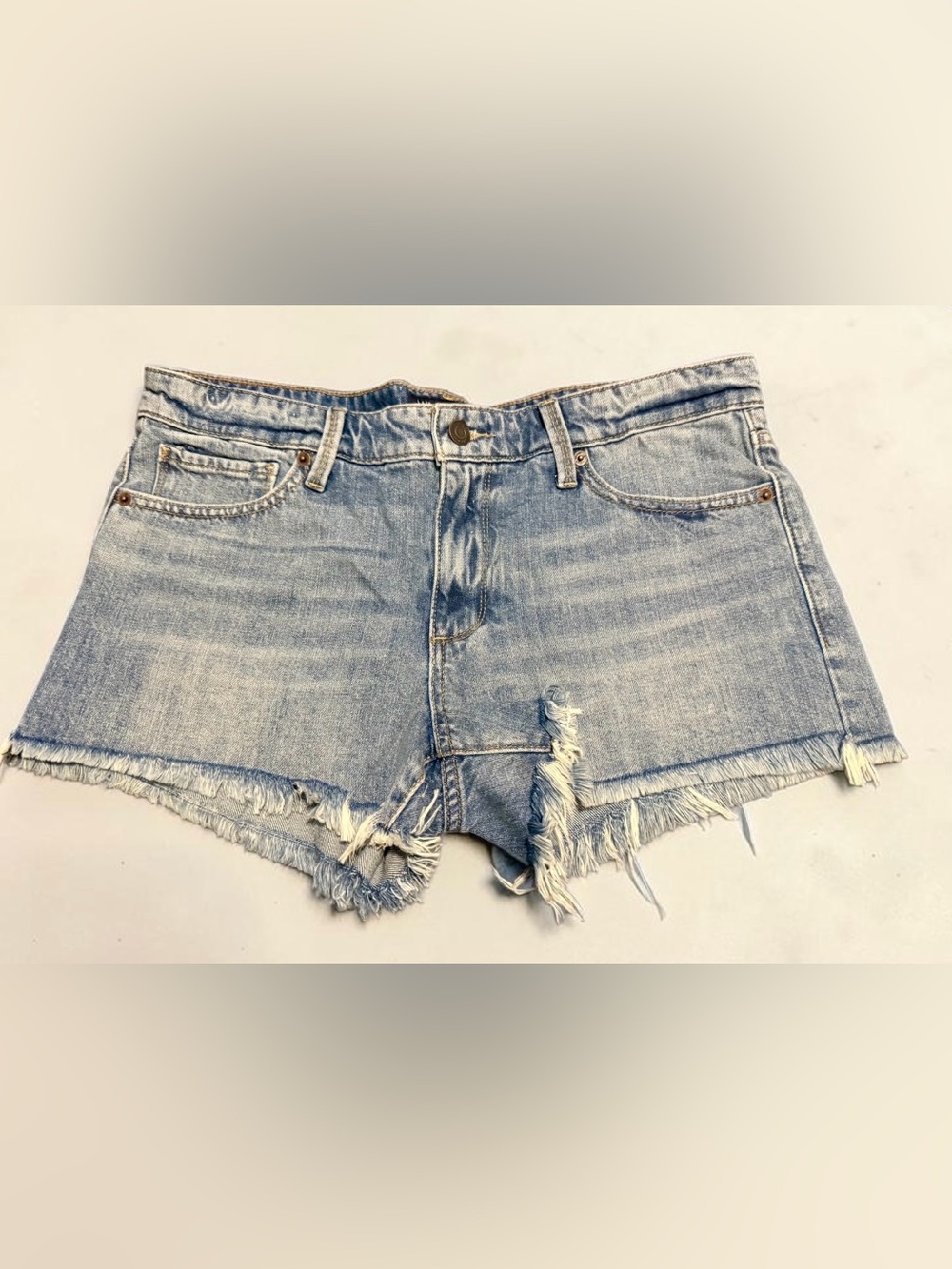 Lucky Brand Washed Light Blue Frayed Hem Denim Shorts